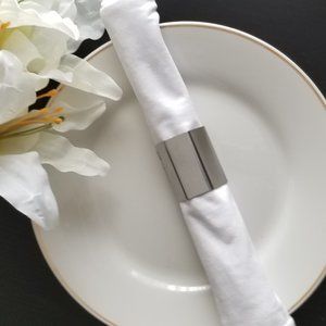 8 Alessi Stainless Steel Napkin Rings Holders